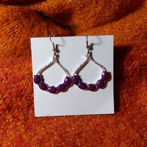 Silver & Purple Glass Earrings